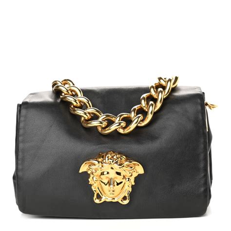 VERSACE Nappa Palazzo Sultan Shoulder Bag Black